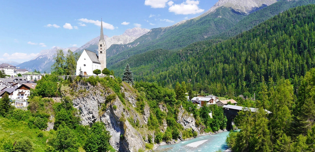 Blick auf den Inn in Scuol - Peter Dommermuth - P. Dommermuth