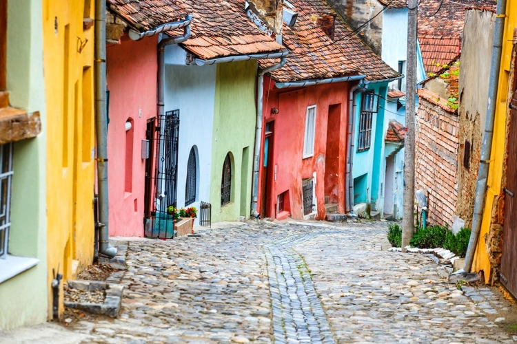 Mittelalterliche Straßenansicht in Sighisoara