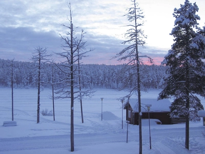 Blick vom Hotel Jokkmokk auf den See Talvatis - Hotel Jokkmokk