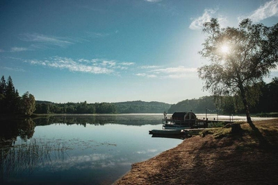 Sauna am See Yasjön vom Åkulla Outdoor Resort - Alexander Hall - © Alexander Hall / Region Halland