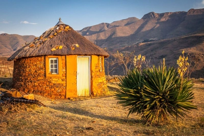 Traditionelle Hütte in Malealea, Lesotho