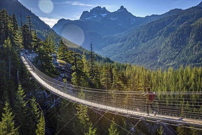 Hängebrücke nahe der Sea to Sky Gondola bei Whistler