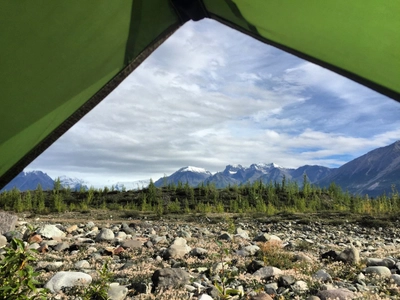 Blick aus dem Zelt, Zentral-Alaska