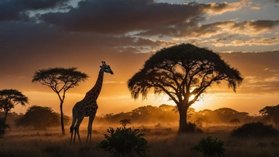 Giraffe im Sonnenuntergang