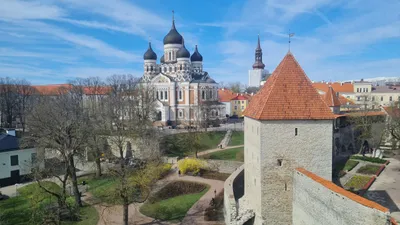 Blick auf Stadtmauer und Alexander-Newski-Kathedrale