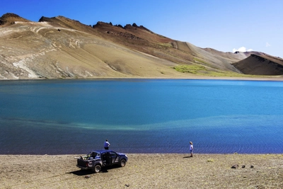 Fishing in a high altitude lake in Perito Moreno National Park Santa Cruz Province Argentinian Patagonia Argentina_2