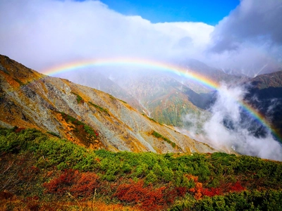 Regenbogen am Karamatsu-Dake