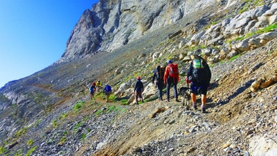 Trekkinggruppe im Olymp-Massiv